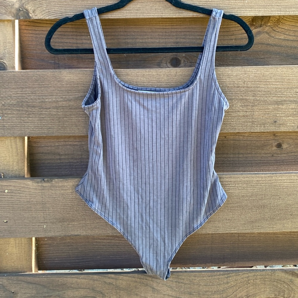 Salt Water Luxe Gray With Mesh Stripes Bodysuit